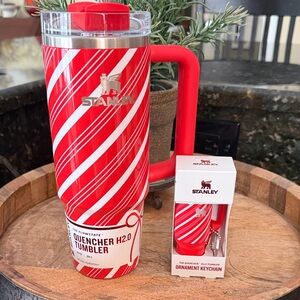 Stanley Candy Cane Twist Flowstate 30 oz Tumbler & Ornament Keychain